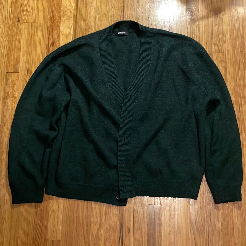 M’s DRAWFIT Green Oversized Cardigan, Large